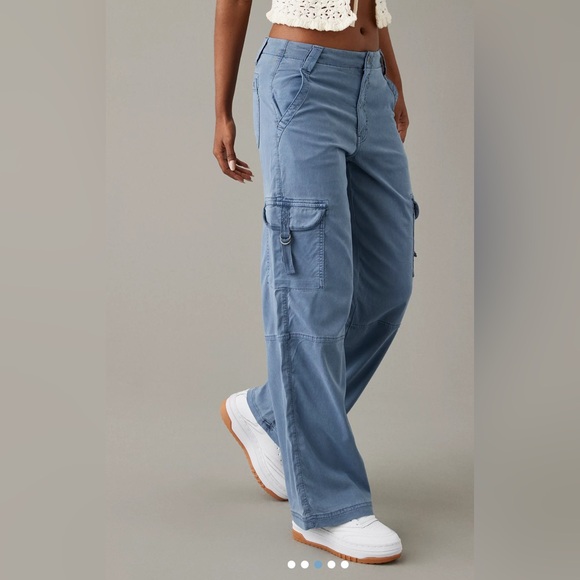 ae dreamy drape baggy wide leg high waisted stretch cargo pants 12 long - Picture 3 of 8